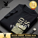 花花公子（PLAYBOY）重磅撞色口袋工裝短袖t恤男士夏季潮流寬松半袖純棉上衣體恤 黑色 3XL 175-195斤