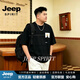 JEEP SPIRIT重磅美式寬松短袖t恤男潮牌大碼半袖印花五分半截袖胖子上衣大碼 黑色【臻奢工藝】 M