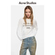Acne Studios[6期免息][早秋新品]男女同款做舊1996印花寬松落肩長袖T恤 霧白色 （建議女士選擇小一碼） S -女 / XS-男