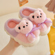 糖果澀親子兒童棉拖鞋男女童冬季加絨加厚保暖軟底防滑卡通小熊毛絨拖鞋 SD28小熊T-粉色 34 -35內長(cháng)21cm