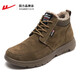 回力男鞋冬季加絨高幫棉鞋工裝鞋子男士耐磨休閑鞋中老年人保暖爸爸鞋 棕色 41