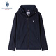 U.S. POLO ASSN.外套男秋季連帽夾克男士休閑戶外登山服寬松沖鋒男裝 黑色 XL 