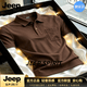 JEEP SPIRIT2026夏季新款純色翻領短袖t恤男寬松半袖打底衫男裝POLO衫男 咖色 M (100-115斤)