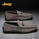 Jeep吉普豆豆鞋男鞋秋季男士一腳蹬懶人鞋百搭休閑鞋輕便軟底駕車(chē)鞋 卡其 41