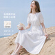 韓都衣舍【天絲亞麻泡泡袖連衣裙】2026夏季薄款氣質減齡A字小白裙