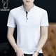 花花公子（PLAYBOY）短袖t恤男2026夏季簡(jiǎn)約純棉polo汗衫修身商務(wù)立領(lǐng)短袖男半袖上衣 白色 XL 【130-145斤】