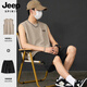 JEEP SPIRIT吉普男士夏季套裝男裝2026年新款青少年純棉運動跑步背心短褲一套