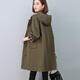 穆夏百合純棉風(fēng)衣中長(cháng)款外套女2026年春秋新款時(shí)尚休閑寬松大碼工裝士大衣 軍綠色 M 建議120斤內
