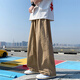 POUM國(guó)潮男裝聯(lián)名港風(fēng)復(fù)古休閑褲男褲子男春夏季2023新款直筒闊腿褲 LSFS-CK66卡其 XL 【建議130-150斤】