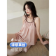JTTCAC日本JT睡衣女士夏季薄款真絲吊帶短褲兩件套裝桑蠶絲純欲風家居服 63242香檳粉 L（建議穿著體重100-120斤