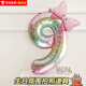 京舟源彩虹星星炫彩漸變數(shù)字蝴蝶結(jié)氣球兒童生日女孩派對(duì)拍照?qǐng)鼍把b飾品