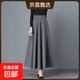 黑色半身裙長裙女2026秋冬新款修身顯瘦A字裙垂感大擺純色中長裙 灰色 XL 建議115-130斤