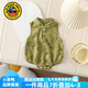 G.duck小黃鴨童裝嬰兒衣服夏季薄款包屁衣新中式旗袍女寶寶哈衣夏天爬服 綠色 66cm 建議0-3個月8-12斤