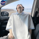 NASA MARVEL格子拼接polo領(lǐng)短袖男t恤夏季2026新款潮牌寬松半袖衣服打底衫