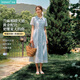 茵曼（INMAN）【苧麻】透氣抗皺娃娃領連衣裙2026夏季女裝度假風裙子 淺藍色 XL