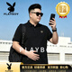 花花公子（PLAYBOY）肥佬衫男寬松大碼男裝胖子加肥加大碼男士短袖衫免燙百搭 黑色 6XL 220-240