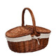 歐科弘收納籃野餐籃子帶蓋藤編手提籃田園編織保潔籃禮品水果購物花籃 咖色大號 38*28*18cm