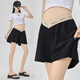 米度麗孕婦短褲夏季薄款外穿低腰休閑冰絲山本五分褲孕期打底闊腿褲夏裝 黑色 L（建議100-130斤左右）