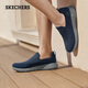 斯凱奇（Skechers）七夕情人節禮物健步鞋男鞋夏季新款一腳蹬運動鞋休閑軟底舒適布鞋