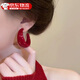 宜品達安可拉紅耳環(huán)女氣質高級感2026新款輕奢港風耳飾復古紅色耳圈耳墜 一對裝