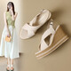 ZHR則則坡跟涼鞋女夏季厚底增高女鞋編織優(yōu)雅百搭鞋子女 S167 米色 36 