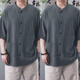 花花公子（PLAYBOY）2026麻衣中式國風(fēng)立領(lǐng)短袖襯衫男棉麻親膚寬松透氣休閑開衫襯衣 灰色+灰色【兩件裝】 M 【80-105斤】
