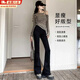 梵昇昱牛仔褲女微喇叭2026春夏高腰顯瘦遮肉闊腿美式復古馬蹄喇叭褲 微喇叭牛仔褲【黑色】常規款 M 【95-110斤】