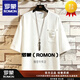 ROMON重磅短袖t恤男五分半袖韓版寬松大碼男裝胖子重磅圓領打底衫上衣 白色 S 約80-95斤可穿