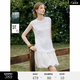 ELLE【留白莊園】鏤空拼接無袖連衣裙女2026春新款優雅花苞背心裙 白色 S