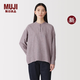 MUJI 女式木棉混雙層紗織長袖罩衫 女士襯衫26年秋季新品女裝BC2SEC6A 酒紅色條紋 XL (165/92A)