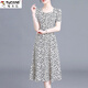 啄木鳥今年流行連衣裙小個子夏季新款時尚減齡修身碎花裙子女中長款過膝 白色 2XL 【建議125-135斤】