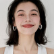 巷南999銀針方形素圈耳環小眾時尚氣質2026新耳釘輕奢高級爆款女耳飾 925銀針方形素圈耳環（一對）
