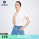 Navigare意大利小帆船短袖T恤衫女夏季圓領百搭體恤衫修身短款基礎款上衣 科技白 M