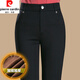 皮爾卡丹（pierre cardin）春秋季季西裝褲女小腳褲加絨中年新款彈力直筒媽西褲高腰女休閑褲 黑色【加絨加厚】 31 3XL 125-135斤