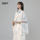 QGF短袖襯衫女夏季新款港味ins設(shè)計(jì)感中性水墨扎染寬松百搭休閑上衣 水墨藍(lán)色 【高品質(zhì)】 M 建議100-115斤】