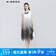 S.DEER圣迪奧女裝時尚圓領網紗拼接無袖連衣裙S21281248 中灰/77 L 170