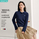 茵曼老錢風POLO領洋氣針織衫2026秋冬女裝打底長袖毛衣上衣 寶藍色 XL