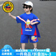 G.duck小黃鴨童裝聯名奧特曼衣服男童夏裝套裝兒童披風男寶寶夏季運動服 藍色2635送披風會發光 100 （建議身高90cm 3-4歲）cm