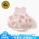 G.duck小黃鴨童裝嬰兒衣服夏季薄款包屁衣公主裙女寶寶夏裝周歲禮服哈衣 6001粉三角裙 80cm 80尺碼建議6-9個月14-20斤cm