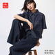 優(yōu)衣庫(kù)牛仔箱型襯衫/半袖/水洗產(chǎn)品女裝男裝襯衣483877 69 藏青色 XS