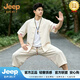 JEEP SPIRIT唐裝男裝中國(guó)風(fēng)男裝男士復(fù)古寬松2026夏季新款蘇繡刺繡唐裝 米白色 M 100-115