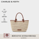 CHARLES&KEITH24夏季新品绳结编织手提菜篮子斜挎托特包女CK2-30271346 Multi综合色 M