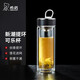 希諾（HEENOOR） 玻璃杯男女士雙層防燙耐高溫時(shí)尚便攜提環(huán)泡茶杯家用喝水杯子 黑色 395ml