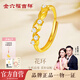 金六福吉祥戒指S925銀花環(huán)國(guó)潮風(fēng)花朵浮雕活口女款指環(huán)七夕禮物送女友媽媽