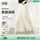 歐莎（OSA）冰絲休閑褲女夏季薄款小個子寬松慵懶風垂墜感闊腿褲八分褲裙 淺杏色 S