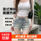 【美式辣妹】新款夏季女裝高腰做舊修身直筒短褲外穿熱褲牛仔褲 圖片色-303 S