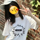 哈魯?shù)霞兠薷呓置朗絟iphop短袖t恤女2026復(fù)古印花慵懶BF學(xué)生上衣服體恤 【白色純棉】 M 【建議100斤以內(nèi)】