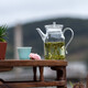 豐陶張生 日式加厚耐熱玻璃過(guò)濾龍井綠茶壺仿宋執壺花茶泡茶器套裝公道杯 透明柄綠茶壺300毫升帶蓋