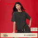 EP雅瑩短袖t恤女 彈力棉羅紋針織條紋寬松上衣 2026夏季新款5402A 黑色 M
