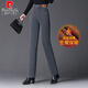 皮爾卡丹（pierre cardin）煙灰色加絨牛仔褲女冬季高腰大號女褲顯瘦中年媽媽加厚直筒褲子冬 煙灰色長(cháng)褲【款】 加絨 L 建議體重-100多斤-110斤